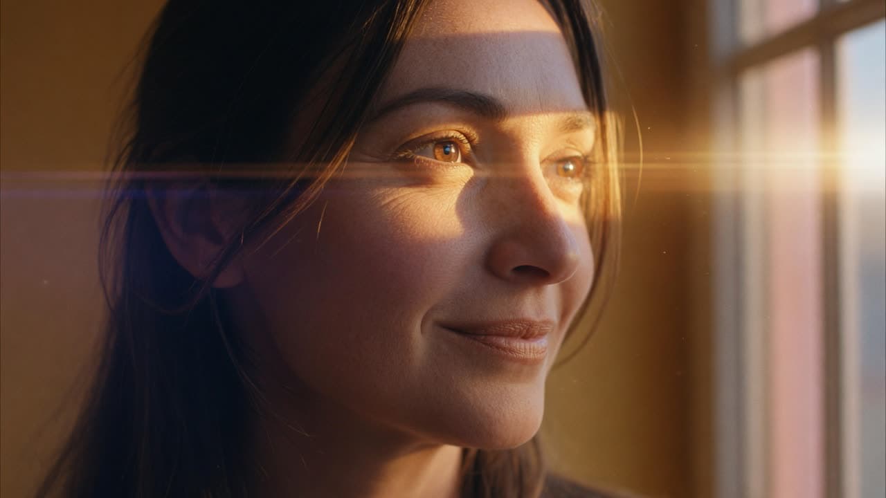 A photoreal face generated with AI, from the realism reel on Filmito's AI films page